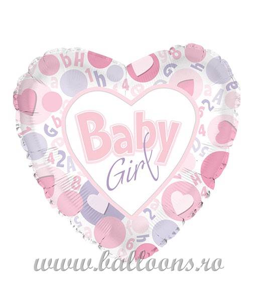 Balon folie Its A Girl Hearts Circle